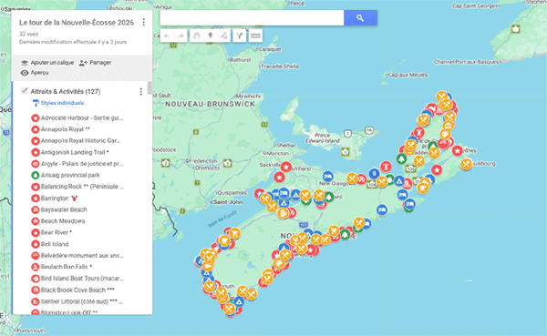 Carte intéractive nouvelle-Écosse