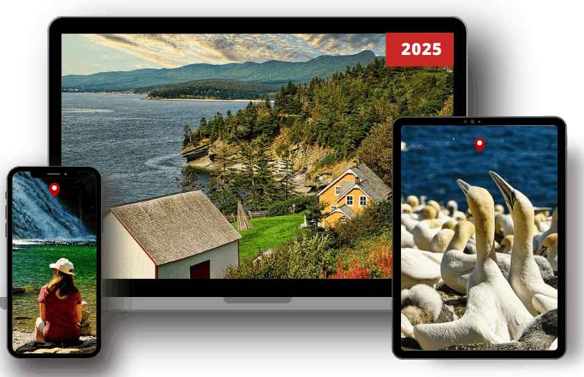 Guide La Boucle de la Gaspésie Image du guide Gaspésie sur oridinateur, tablette et téléphone