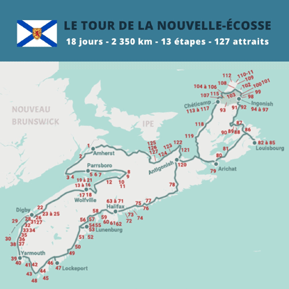 Carte Le Tour de la nouvelle-Écosse Carte itinéraire Le Tour de la nouvelle-Écosse